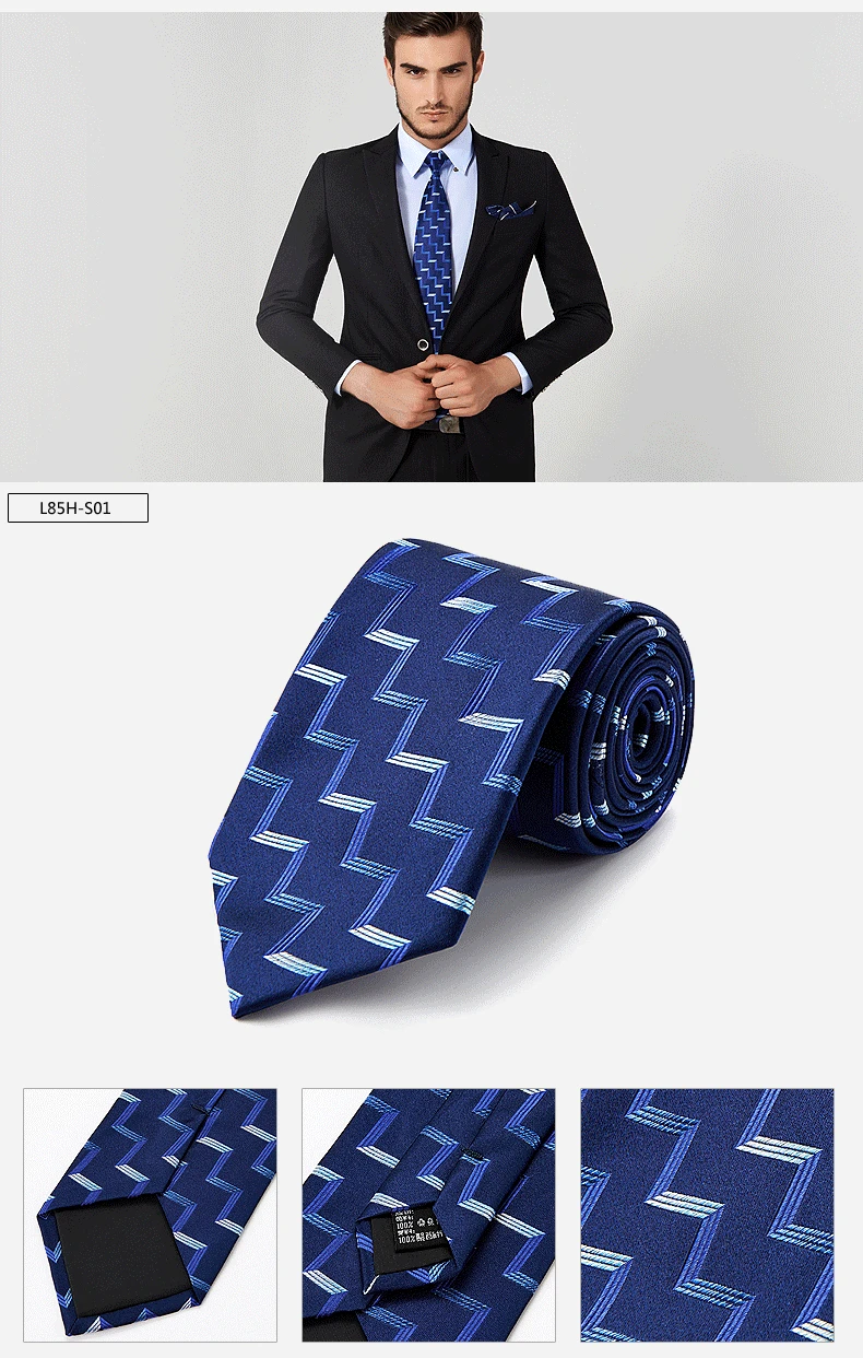 

New Classic Man JACQUARD Woven Blue Striped 100% Silk Men's Necktie Tie