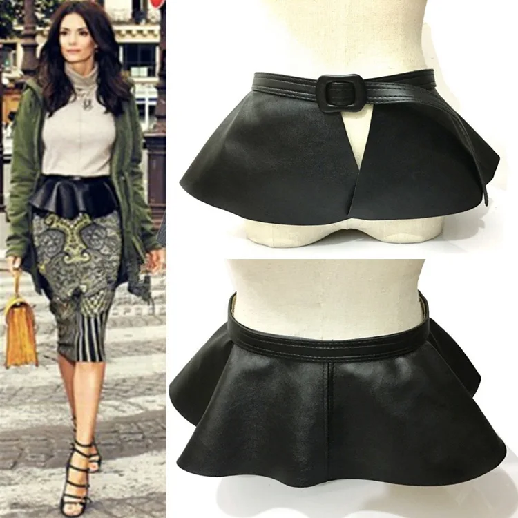VOHIO fashion disfraz women's belt black lady embossed skirt waist belt