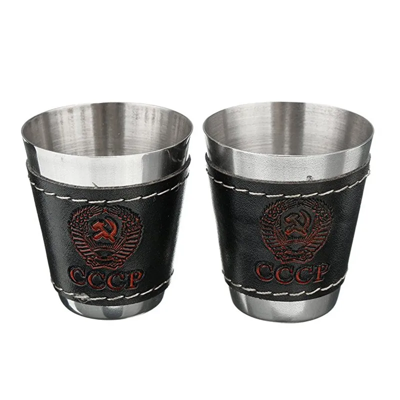 8oz whisky flagon cccp Stainless steel alcohol hip flask SET with gife box and pu leather