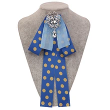 Новинка, длинные, большие, крупной вязки, тканевые с принтом галстук-бабочка в крапинку, женская блузка, булавка, хрустальные галстуки-бабочки, платье на завязках, воротник Duftgold