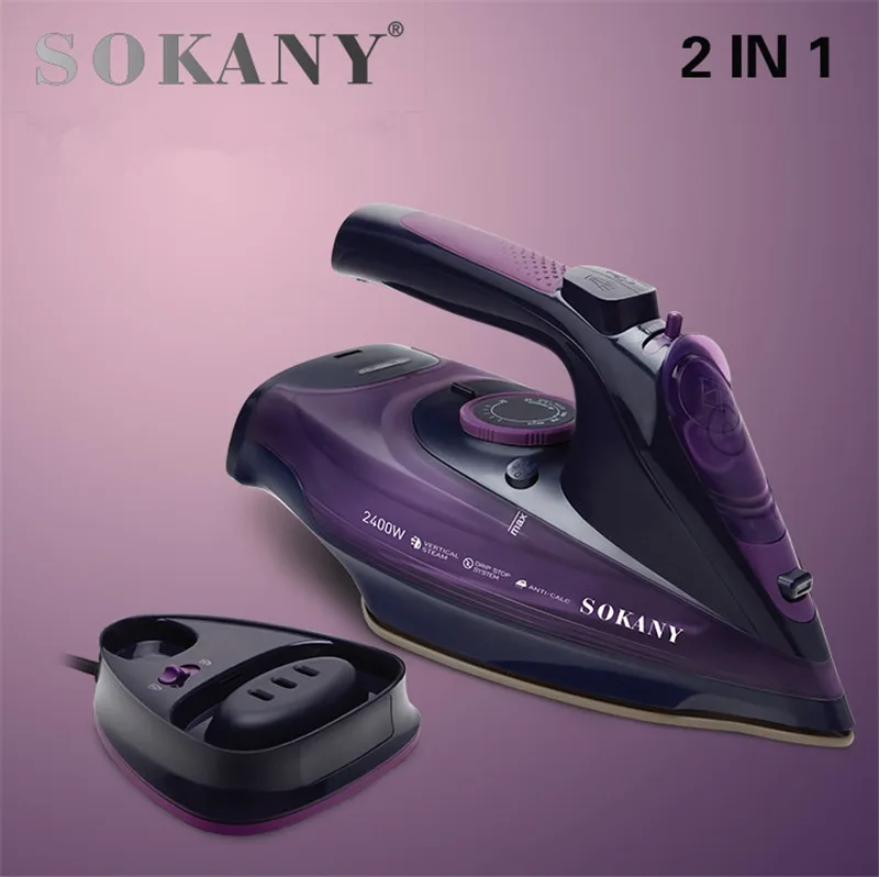 Günstig SOKANY 2400 W 360 ml Dampf Eisen 5 Geschwindigkeit Einzustellen Cordless Lade Tragbare Kleidung Bügeln Dampfer Tragbare Keramik Bügelsohle