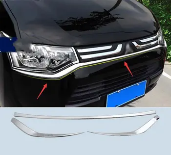 

NEW ForMitsubishi Outlander 2013 2014 Chrome Front bumper Grille Cover Trim 3p