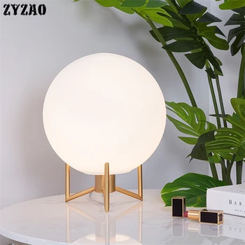 

Nordic Post-modern Living Room Led Desk Lamp Study Creative Personality Glass Ball Desk Lights Simple Bedroom Bedside Table Lamp