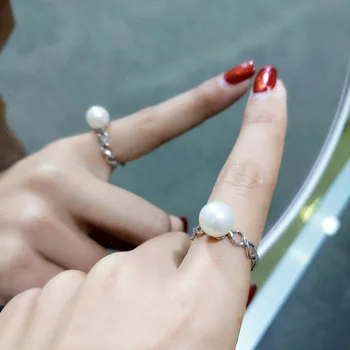 

FLZB , Fine Jewelry Trendy ring High Quality 100% Natural Pearl in 925 Sterling Silver with 18k Plated Ring as Gift Fashion ring