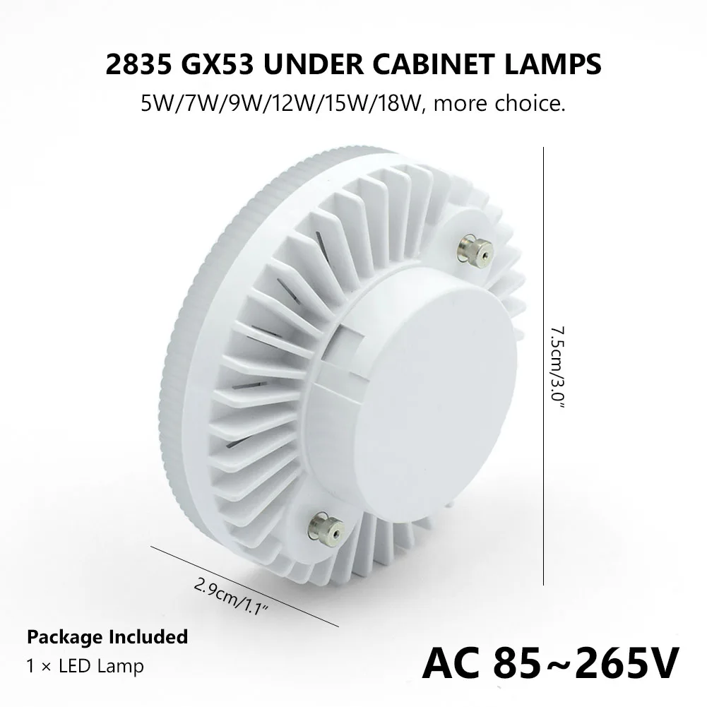 Новая светодиодная лампа GX53 5 Вт 7 9 12 15 18 Точечный светильник SMD2835 светодиодный AC 110