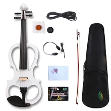 Yinfente белая электрическая Тихая скрипка 4/4 черное дерево части ручной работы сладкий тон Бесплатный чехол+ лук# EV5