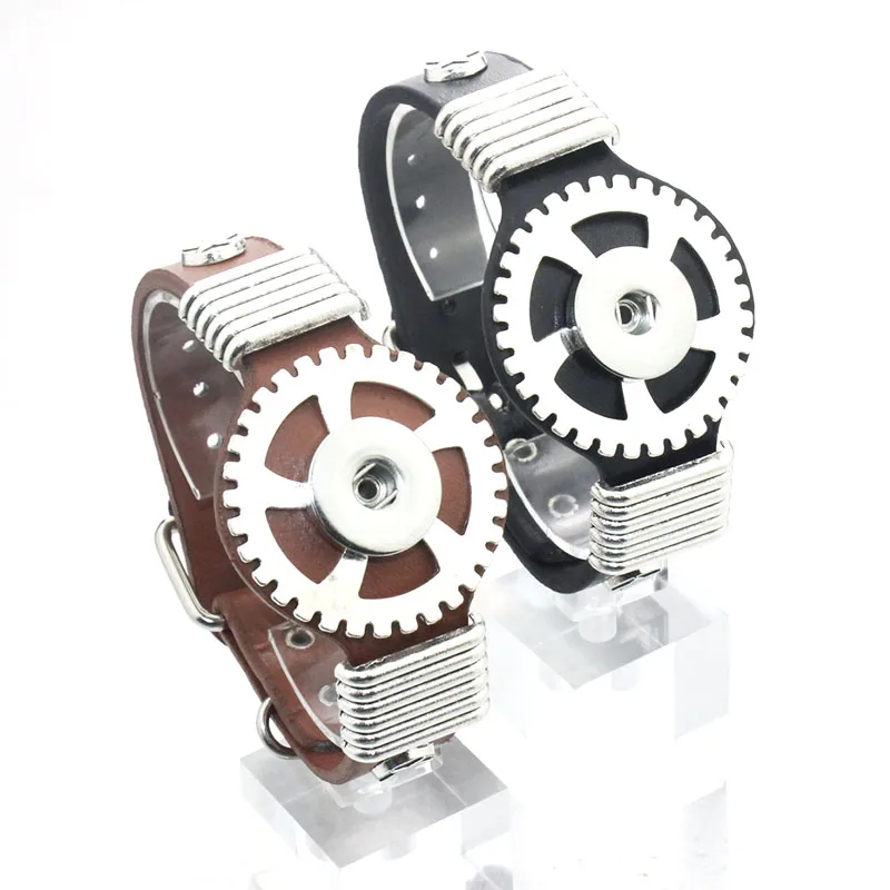 

25CM Snap Bracelet Leather Bracelet Fit 18mm Snap Button Bracelet Vintage Style For Women Jewelry 0147