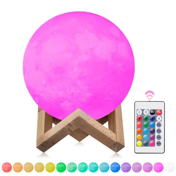 

BOLEDENGYE Creative Led 3D Pringting Night Light Lunar Lamp Portable USB Rechargeable Table Light Remote Control Lamp