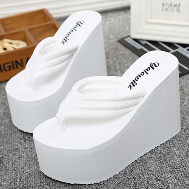 Hot Sale Soild Wedge Platform Flip Flops Woman Shoes Summer High Heels