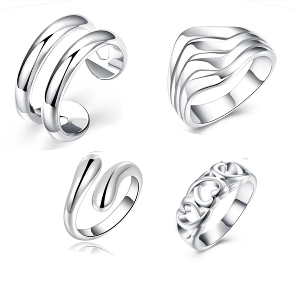 

4pc/set fashion Charm Silver color Finger Ring Set for Women Vintage Boho Knuckle Party Rings Jewelry wedding Gift for Girl