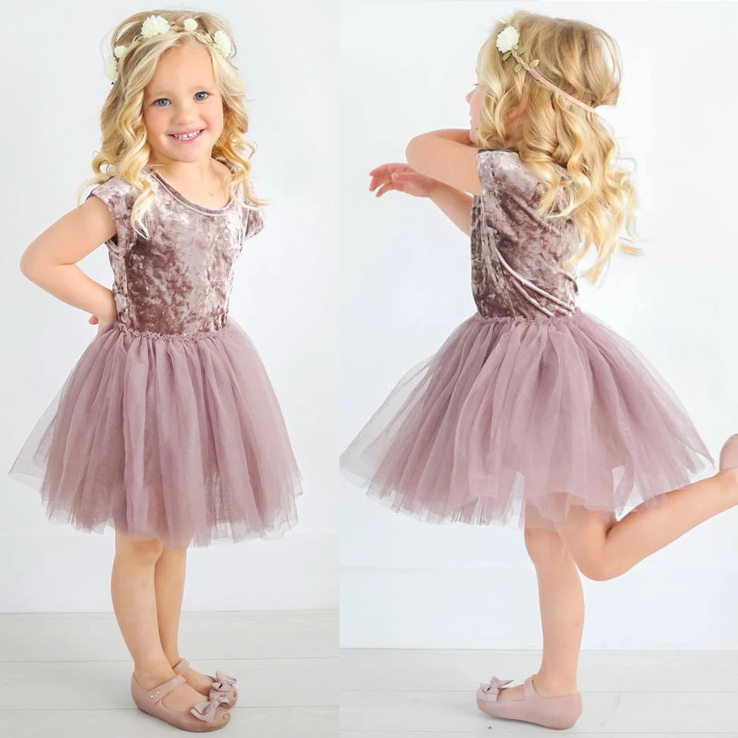 Birthday 2018 Velvet Tutu Dress Toddler Kids Baby Girls Clothing Short