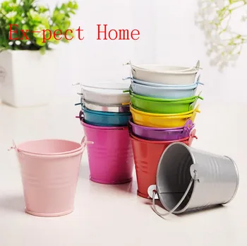

500pcs Metal Wedding Party Shower Gift Potted Plants Mini Small Assorted Colored Tin Pails Buckets Candy Chocolate Box
