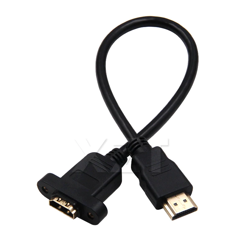 PZ 1 шт. Высокоскоростной HDMI мужчин и женщин Ethernet удлинитель Золотой HDMI свинцовый Удлинительный кабель жила с винтовым отверстием заблокированный панельный монтажный кабель