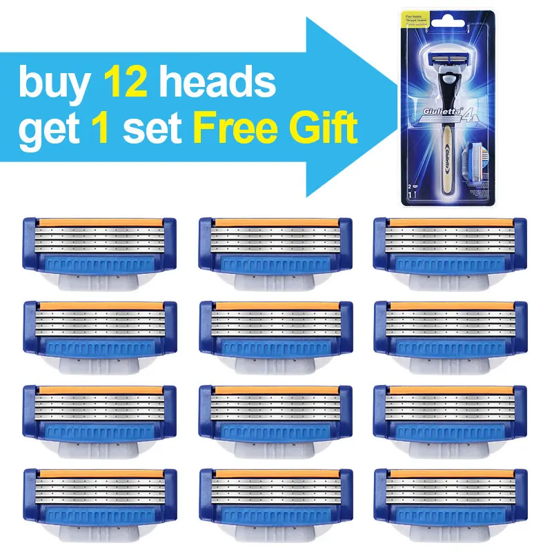 

Giulietta Men Shaving Blades Razor Heads Replacement Compatible with Mache 3, 12 PCS/lot with a set of Free Gift
