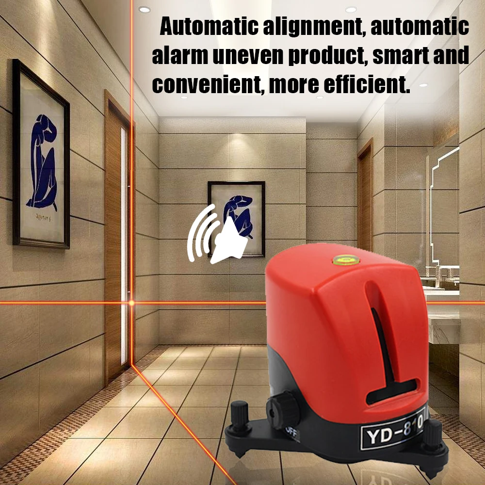 

Laser Level YD-810 Portable 360 Degree Self-leveling Cross 2 Line Horizonatal Vertical Lazer Level Measuring Instrucment