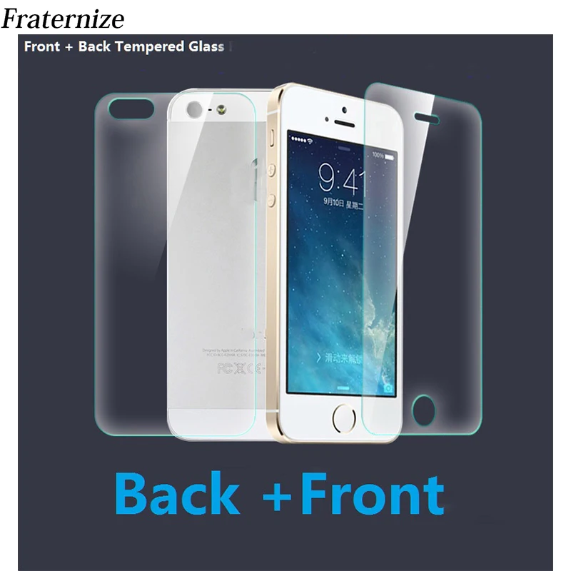 

2PCS Front+Back Tempered Glass Screen Protector Film For iPhone X 6 6S 7 8 Plus 5S 5 SE 4 4S Explosion Proof Protective Film 9H