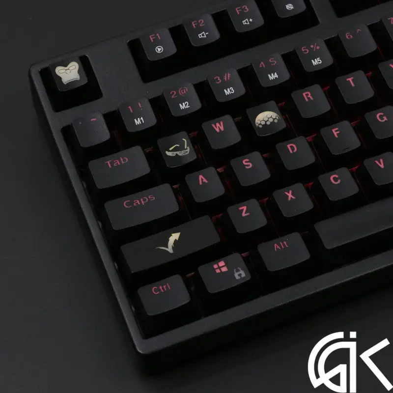 4 шт./компл. keysets подсветка OW ключ Шапки из АБС-пластика с гравировкой клавиши блеск-через для патруля gamer механическая клавиатура ANSI черный