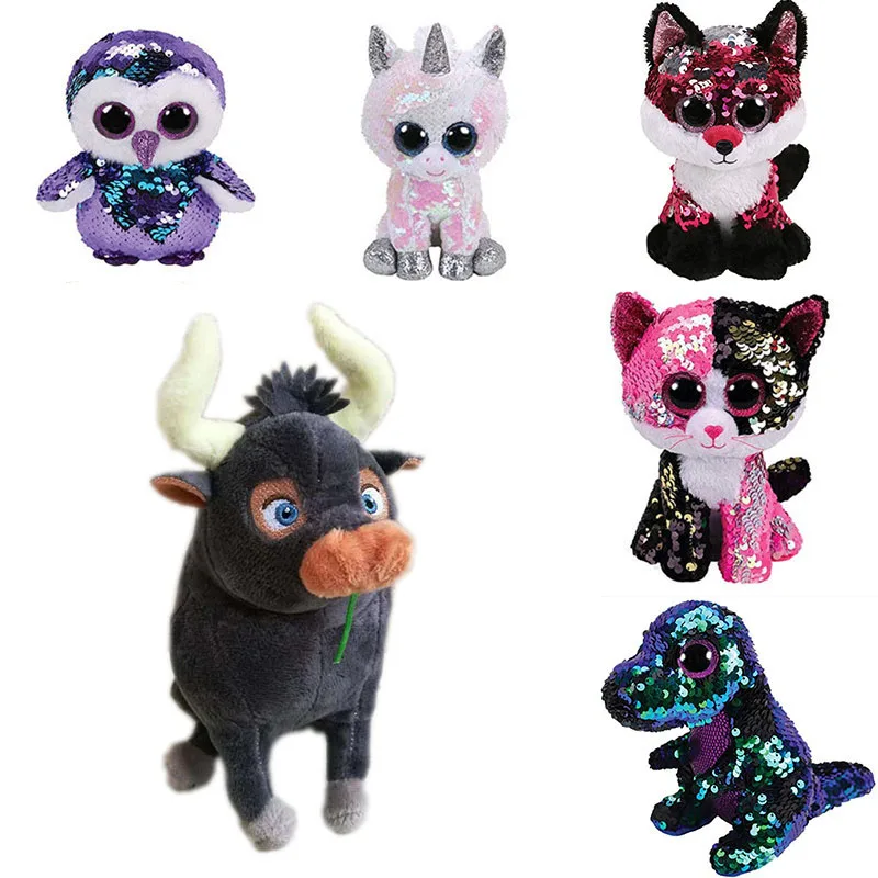 

TY Beanie Babies Plush 6 "15cm Ferdinand Movie Set of 5 Lupe Chestnut Una Back Cuatro Hedgehog Ferdinand Bull Plush Toy