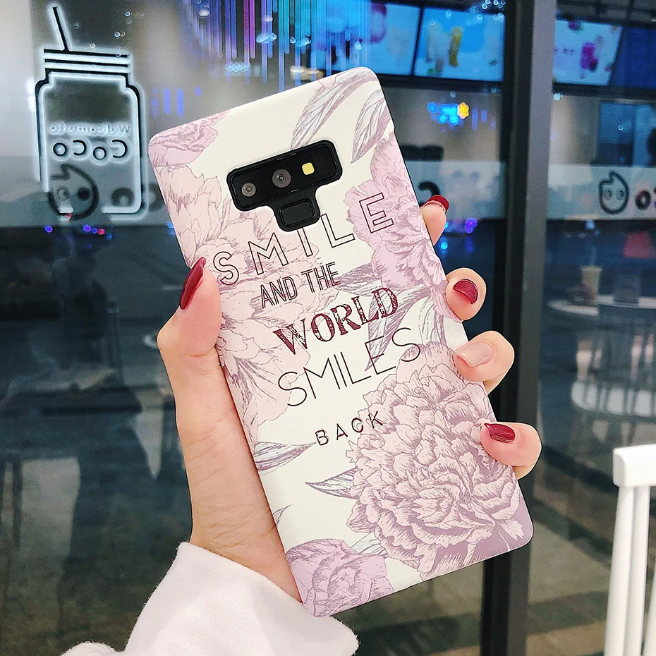 CAPAME Hard Plastic Floral Girls Case For Samsung Galaxy S7 Edge Note 8 9 S8 S9 Plus Noctilucent Cases For Samsung S7 Case Blue  (1)