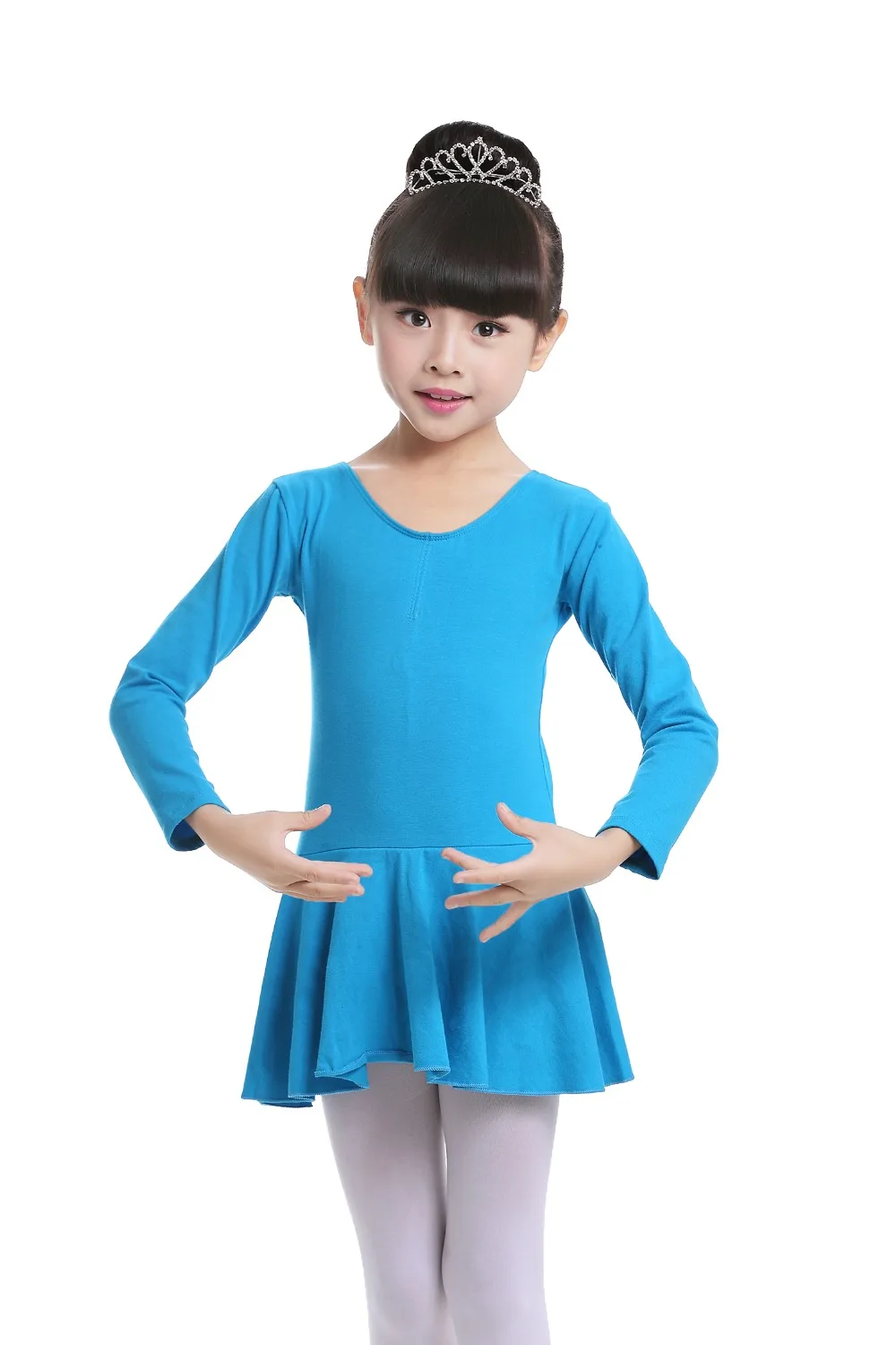 Pink Cotton Formal Ballet Dress for Girls Long Sleeves Shiny Ballet leotard for Dance Kids Gymnastics Professional Tutu Dress (11)