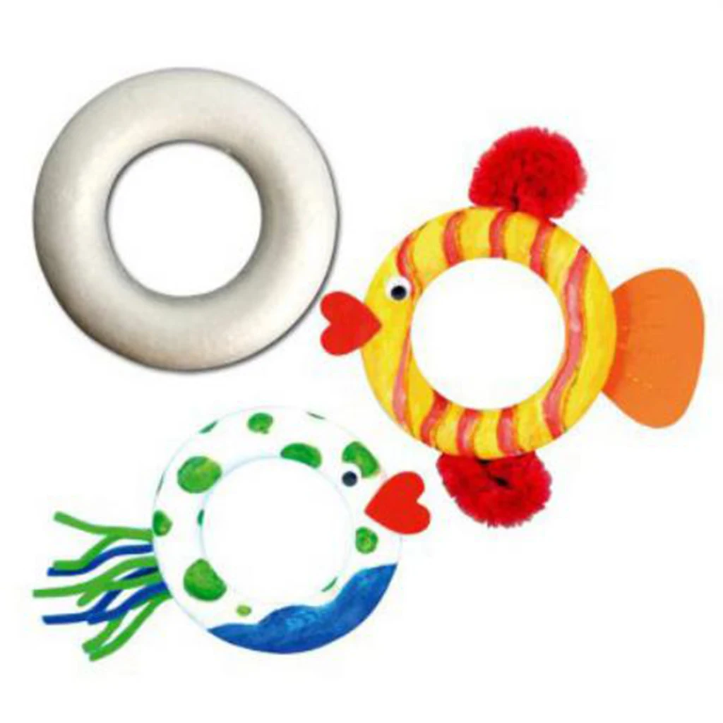 5 Piece 11cm Blank White Round Circle Shape Polystyrene Styrofoam Foam Material For Art Crafts Handmade Ornament Model Toys