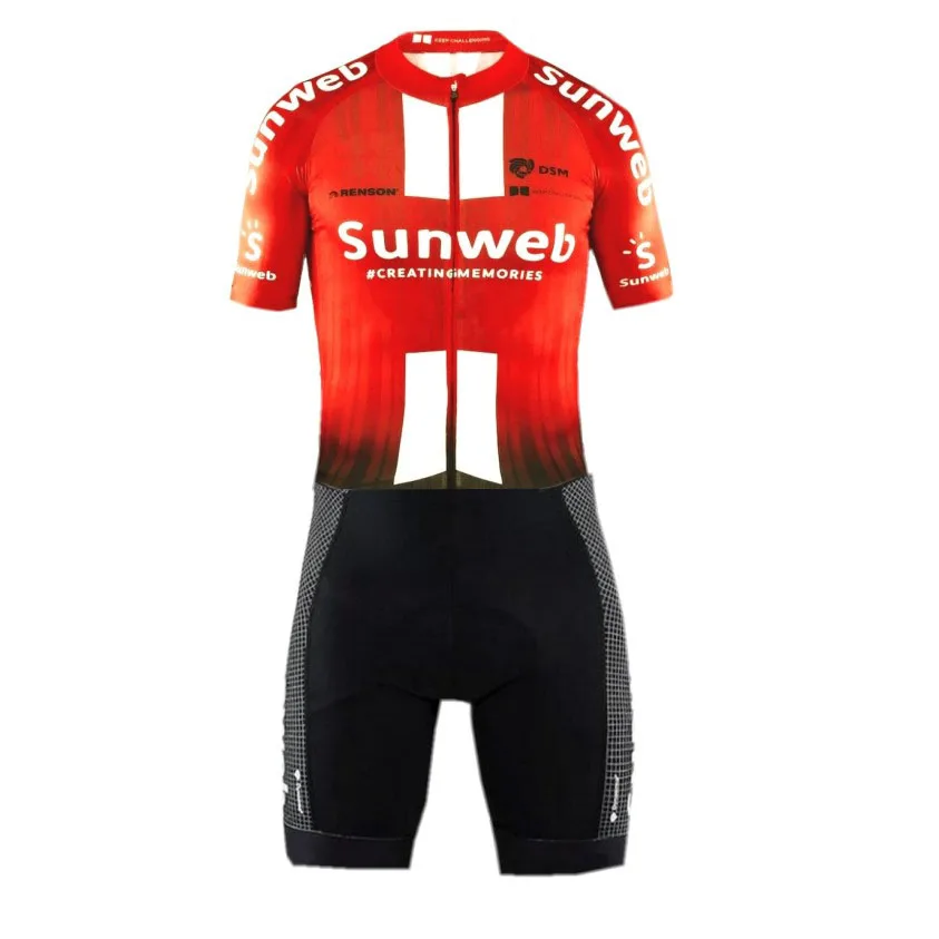 

2019 pro team sunweb red aero Cycling skinsuit one piece Short sleeve summer bodysuit bike clothing MTB Ropa Ciclismo speedsuit
