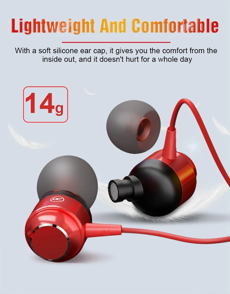 Hisomone Magnetic Wired Earbuds Headphones 3.5MM Metal In-Ear Headset HIFI Sport Earphones With Mic Stereo For iPhone Xiaomi