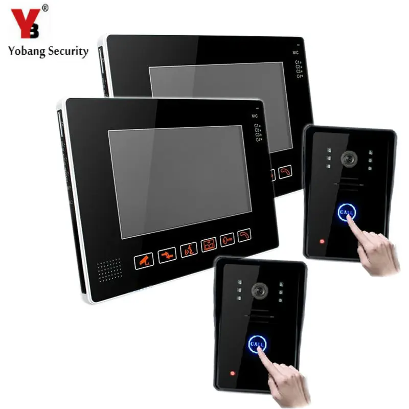 

YobangSecurity 9" Video Audio Intercom Doorbell Video Door Phone Bell Access Control 2 Camera 2 Monitor for Home Security System