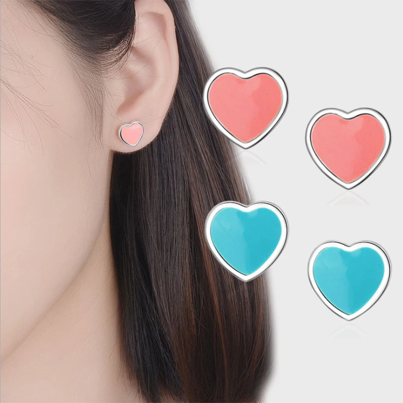 

Romantic heart earrings blue pink for women Fashion Woman Jewelry