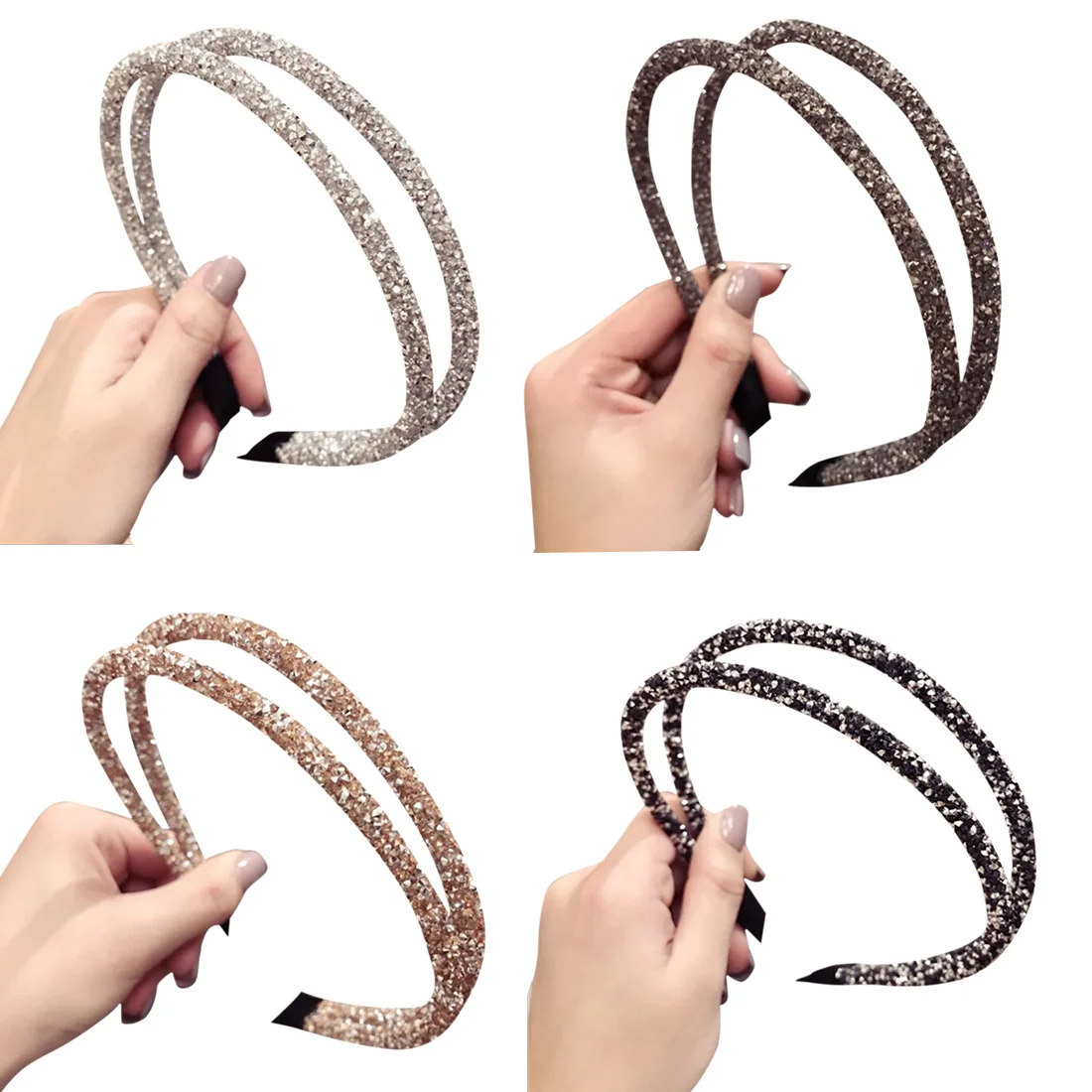 

Korean Full Drilling Double Thin Hairband Women Girls Hair Head Hoop Bands Accessories For Girls Hair Scrunchy Headdress