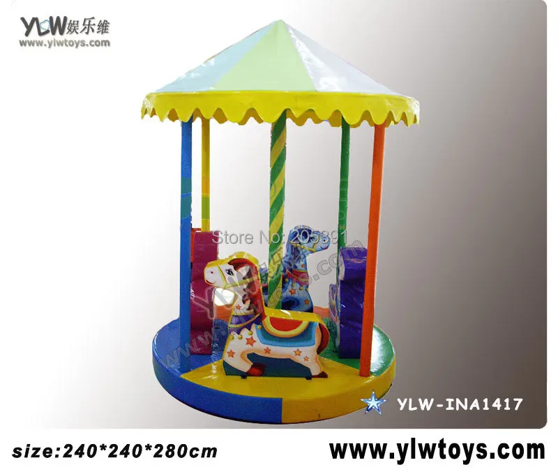 

amusement playground for children play center,electric carousel for kids playground soft Horse Swivel YLW-INA1417