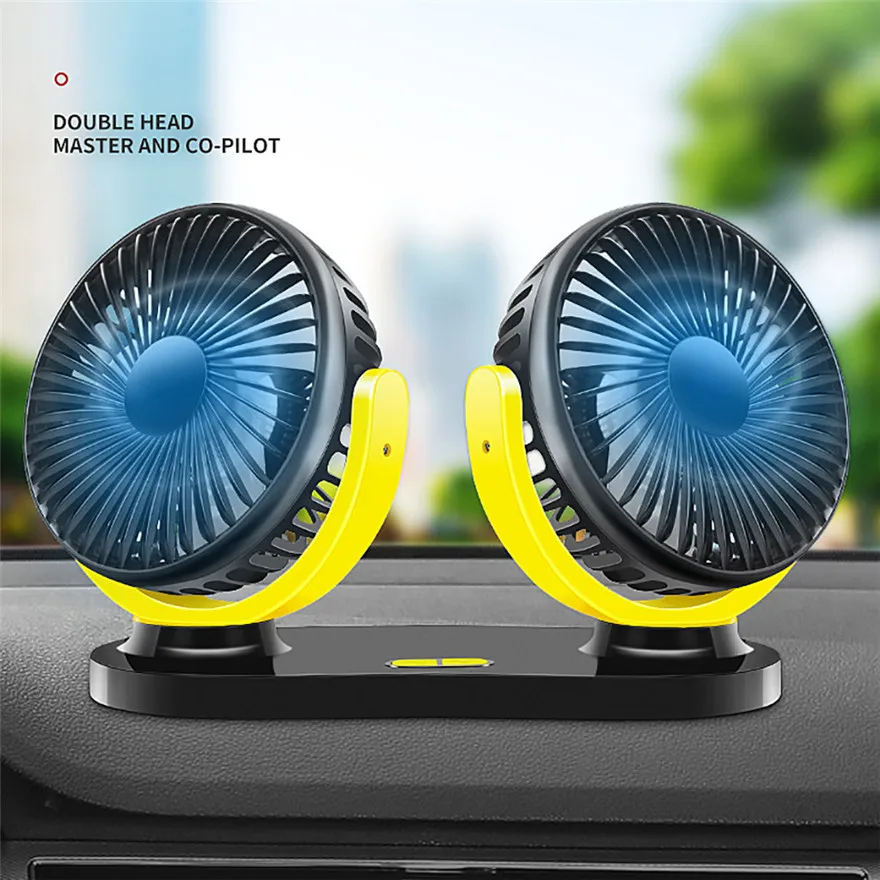 

Universal 12/24V Dual Head Car Cooling Oscillating Dashboard Ventilation Air Fan Accessories High Quality Practical For Summer l
