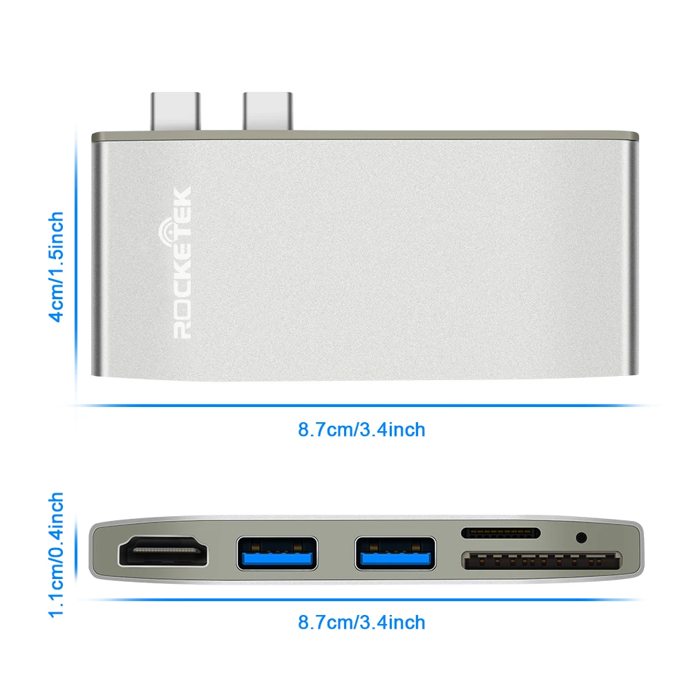 Rocketek мульти Тип c 3,0 2 usb-хаб порт HDMI 4K адаптер сплиттер с SD TF кард-ридер для MacBook pro ПК Аксессуары для ноутбуков