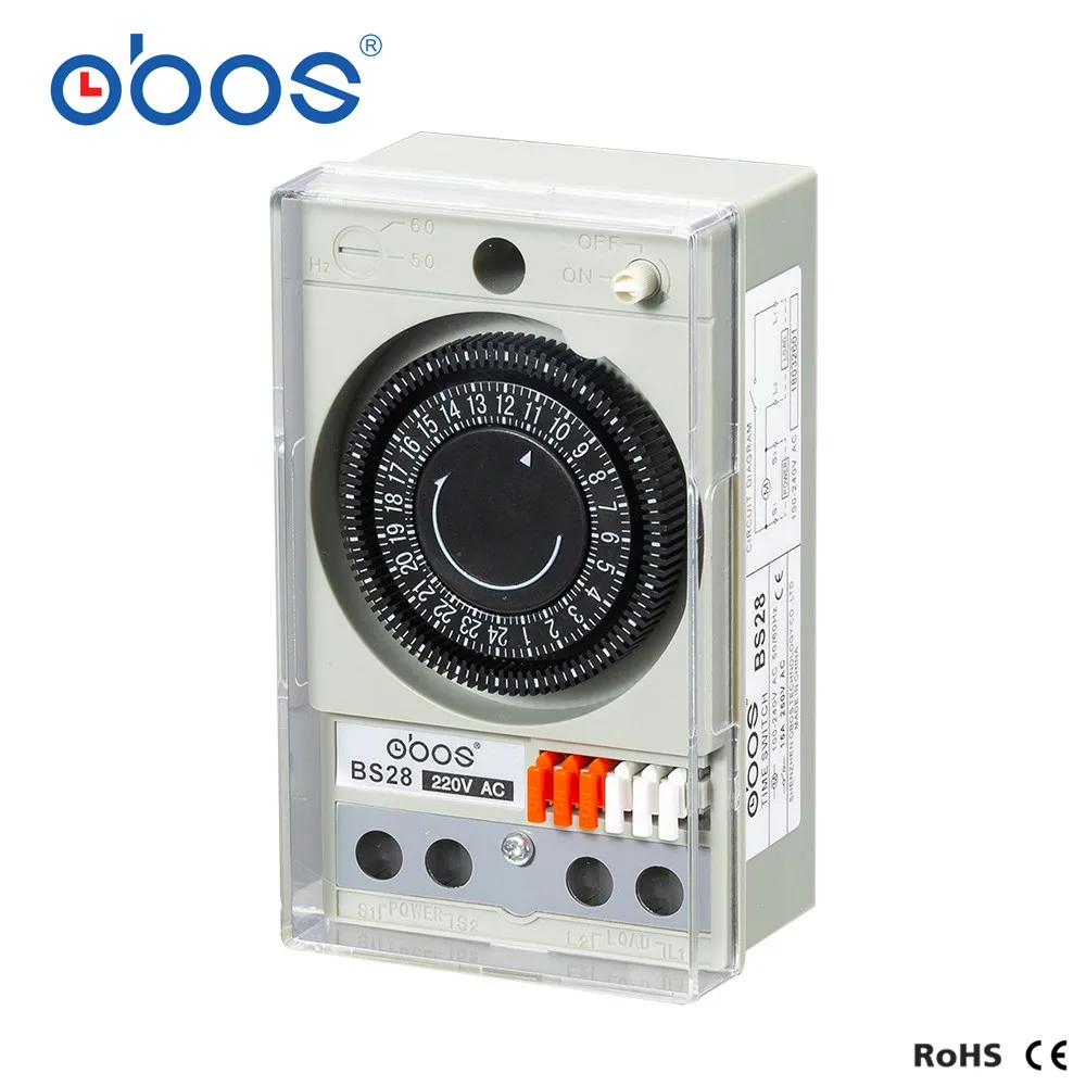

OBOS brand 110V~240V mechanical type 24 hour timer with 48 times on/off per day min time interval 30 min
