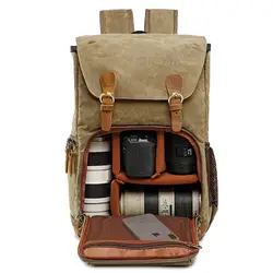 Холст Рюкзак для фотоаппарата Для мужчин Для женщин Открытый Кемпинг Пеший Туризм путешествие Водонепроницаемый Камера сумка тактическая