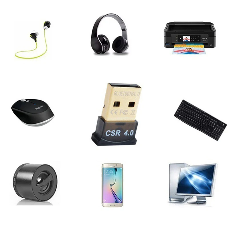 

Bluetooth Adapter V4.0 CSR Dual Mode Wireless Mini USB Bluetooth Dongle 4.0 Transmitter for Computer PC 2.3 * 1.2 * 0.4cm