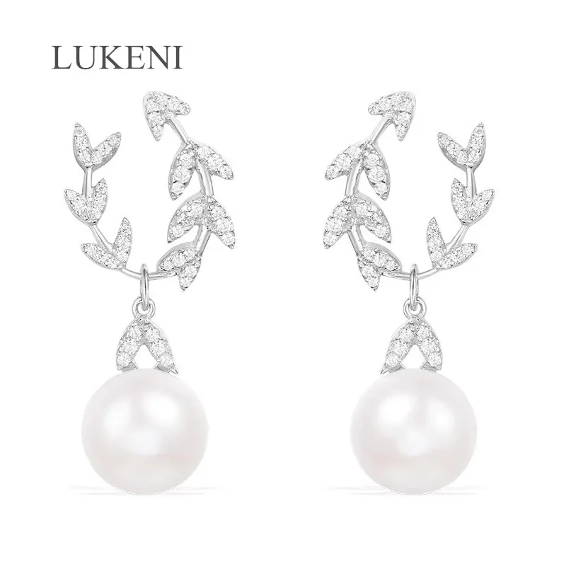 

LUKENI HOT Selling S925 Sterling Silver Micro Inlay Zircon Fashion Petal Freshwater Pearl Earrings For Women Jewelry