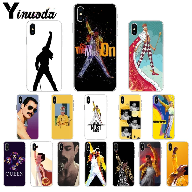 

Yinuoda Freddie Mercury Queen band TPU Transparent Phone Case Cover Shell for Apple iPhone 7 6 6S Plus 5 5S SE XR 8 X XS MAX