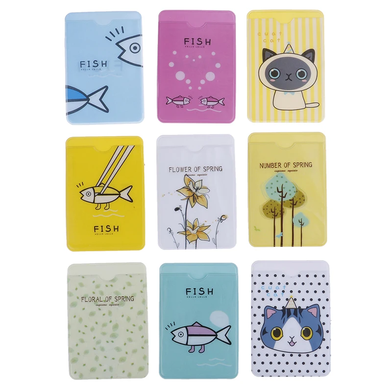 Hot 3pcs/set Small Cute Transparent PVC ID Card Holder Case Waterproof Cartoon Credit Card Cover Badge Bag Random