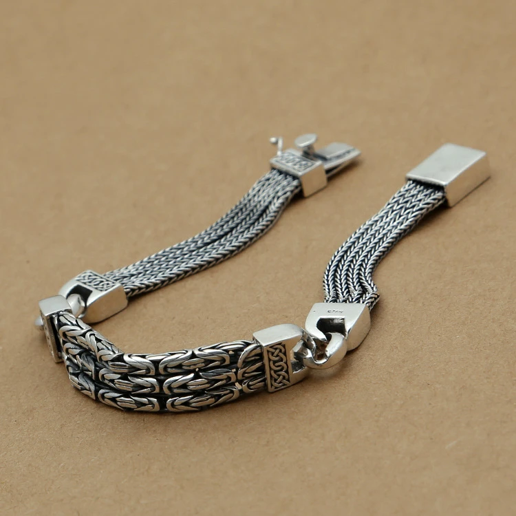 Nuevos fabricantes de de plata esterlina s925 son retro, pulsera plata para hombres, enchufe de cuerda|mens bracelet|silver braceletsilver fashion bracelet - AliExpress