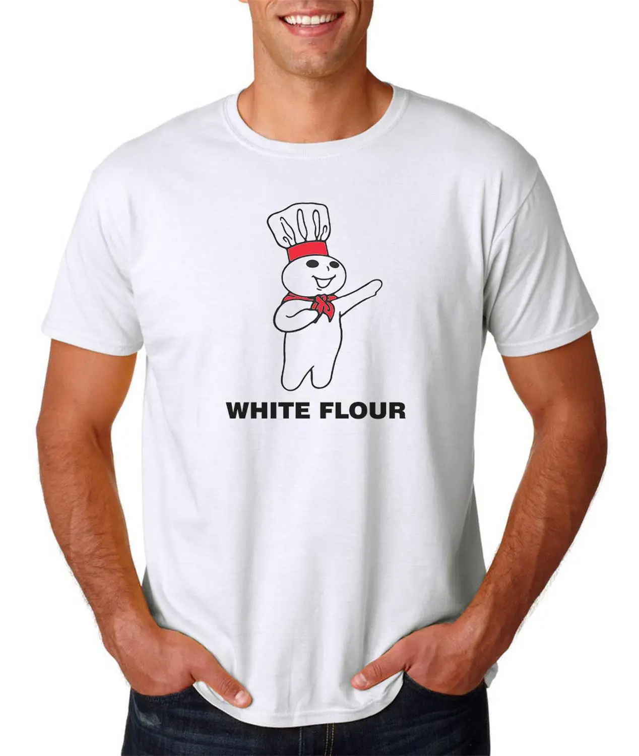 White Flour Rude Humor T Shirt, S 3XL 
