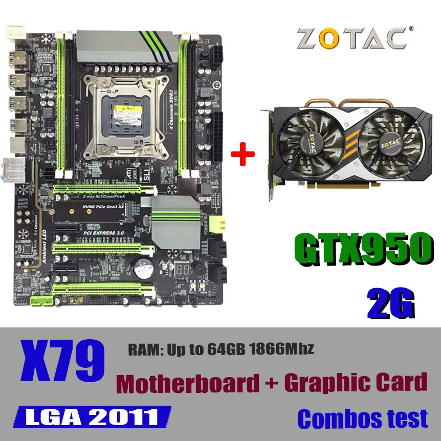 

X79 motherboard LGA 2011 CPU support 64GB 1866Mhz DDR3 REG ECC server memory boards x79 combos GTX950 GTX 950 2GB 2GD5 2G