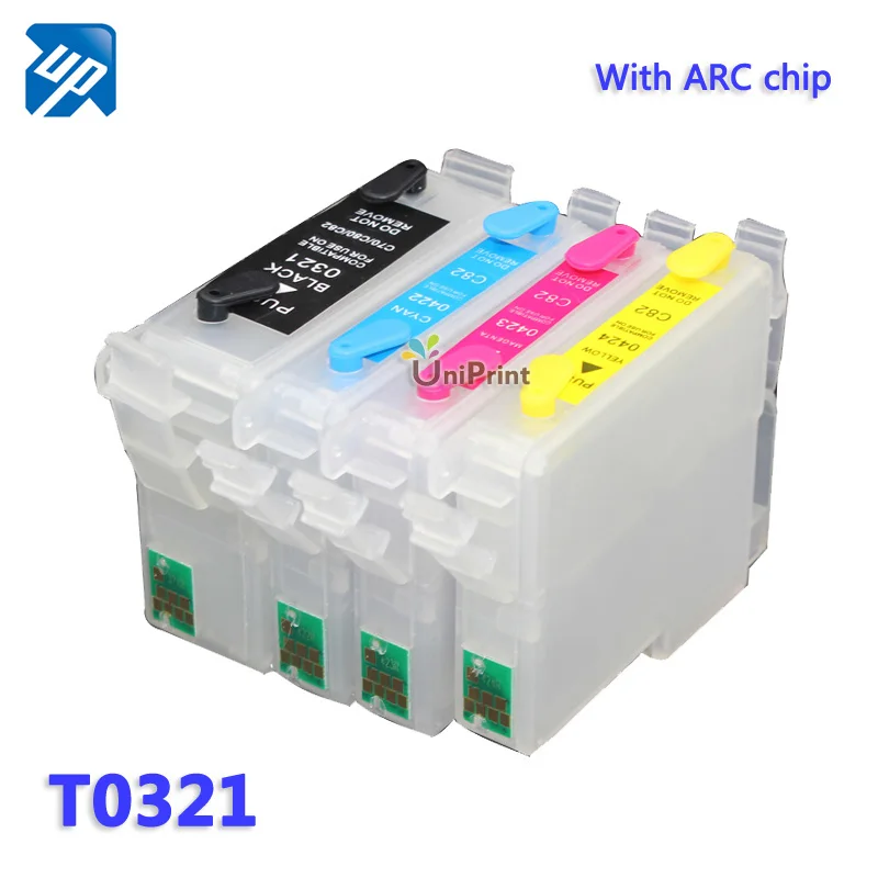 10 комплектов T0321 T0424 многоразовый картридж для принтера epson C82 C82N C82WN CX5100/CX5200/CX5400