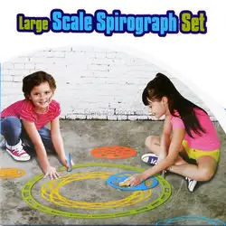 Большой Спирограф рисунок игрушки набор 9 трафареты и 3 мел, дети открытый игра Нарисуй спиральные конструкции, раскраска развивающие