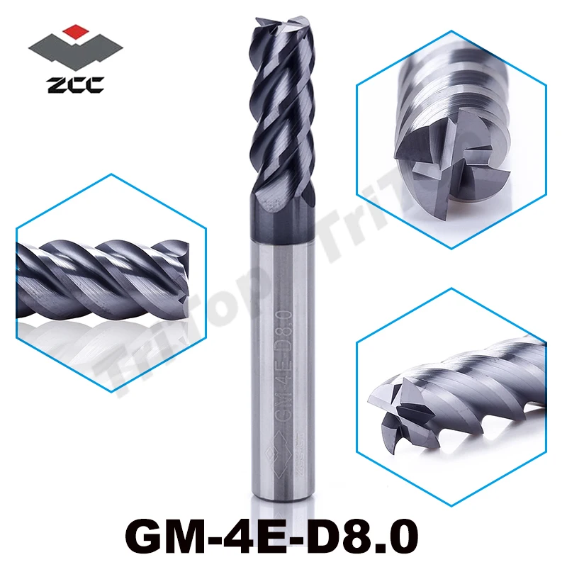

ZCC.CT GM-4E-D8.0 Solid Carbide 4 flute end mills with straight shank /general milling 8mm end mill