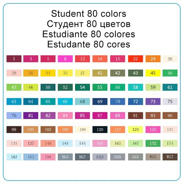 TOUCHNEW 30/40/60/80 Цвета маркер для рисования набор на спиртовой основе кисть манга рисунок Профессиональный эскиз Маркеры Ручка товары для рукоделия - Цвет: Black 80 Students