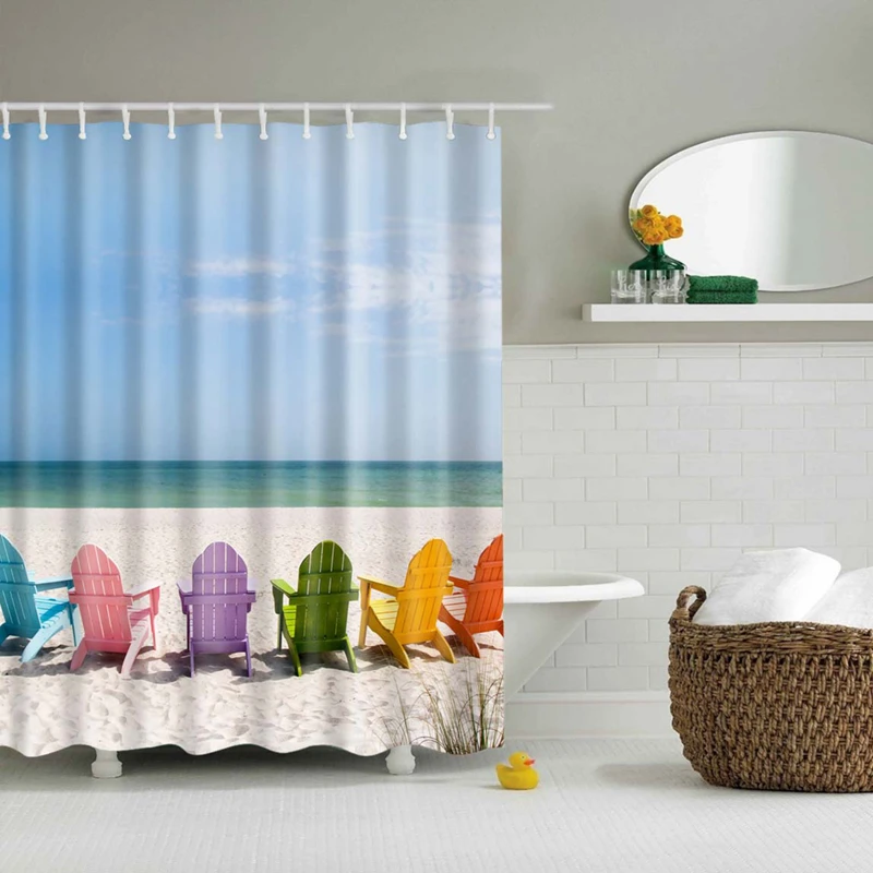 Online Neue Bunte Umweltfreundliche Strand Conch Starfish Shell Polyester Hohe Qualität Waschbar Bad Decor Dusche Vorhänge