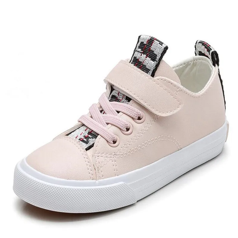 Всесезонные детские кроссовки из микрофибры; сезон весна-осень; модная разнопарая детская обувь для девочек; Повседневная Студенческая обувь на плоской подошве для мальчиков - Цвет: Розовый
