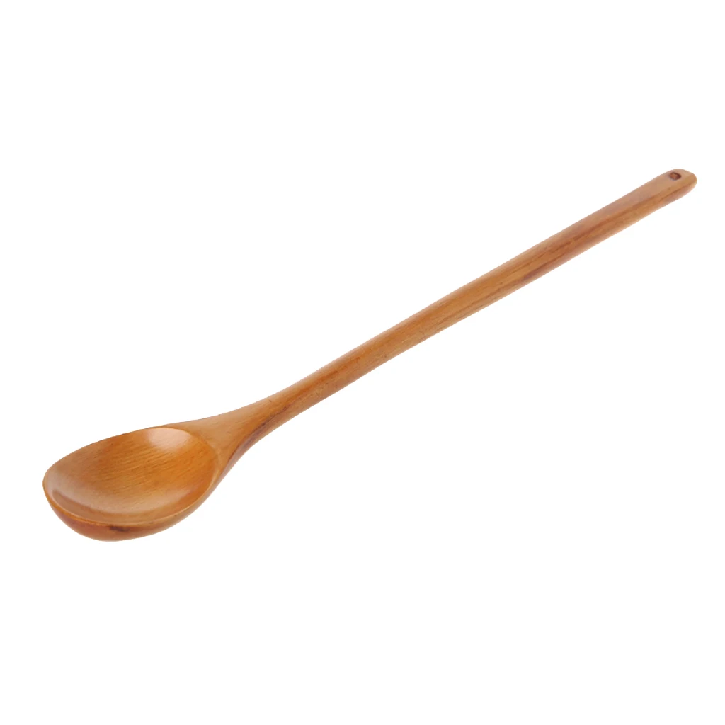 Vintage Wooden Wood Spoon Coffee Tea Cooking Dining Utensil Retro Long Handle