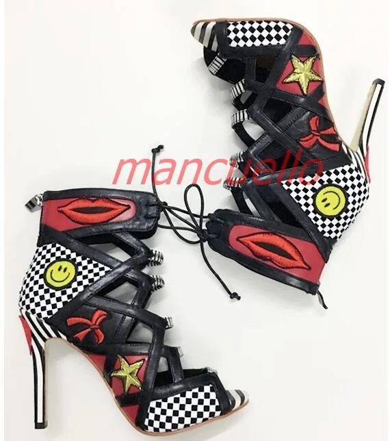 Кожаные босоножки на шнуровке с открытым носком большие размеры|heel sandals|high heel